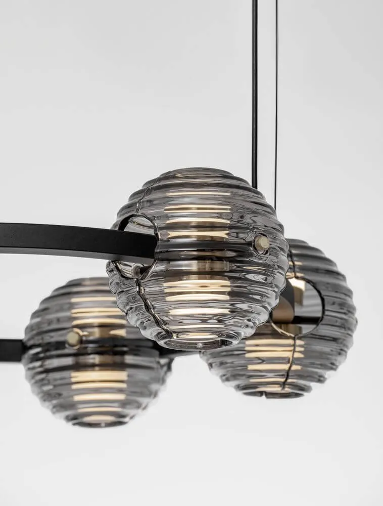Las LED Pendelleuchte 6-flammig Ø 63cm 3000K Schwarz, Gold