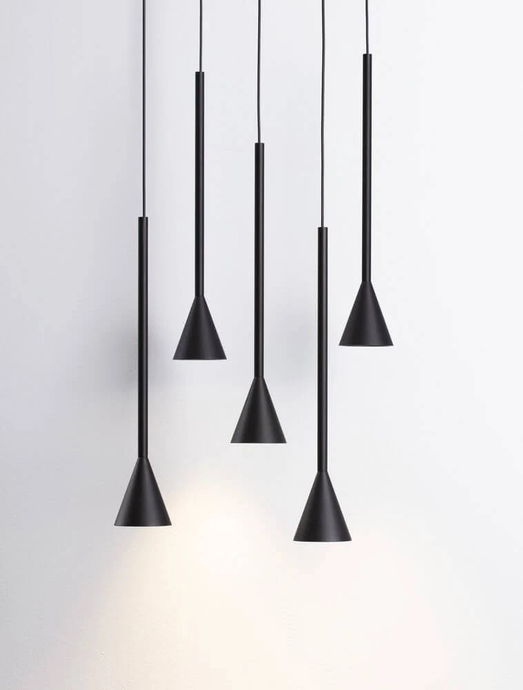 Net LED Pendelleuchte 5-flammig Ø 35,5cm 3000K Schwarz