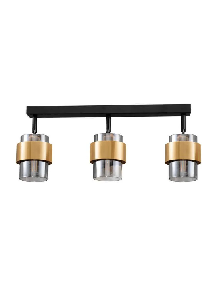 Sianna Deckenleuchte Balken 70cm 3-flammig Schwarz, Gold