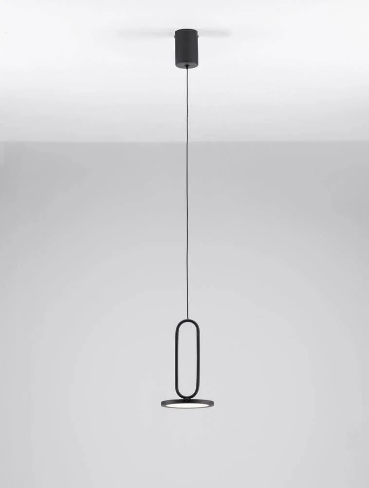 Gea LED Pendelleuchte Ø 13cm 3000K Baldachin Hoch Schwarz