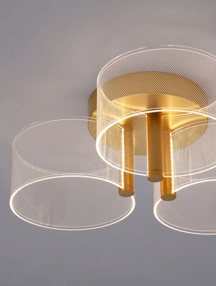 Gatlin LED Deckenleuchte 3-flammig Ø 44cm 3000K Messing-Gold