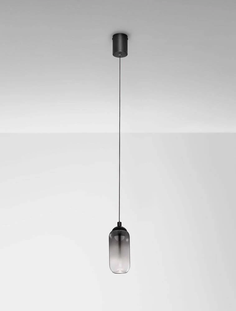 Kita LED Pendelleuchte Ø 7cm 3000K Schwarz, Rauch
