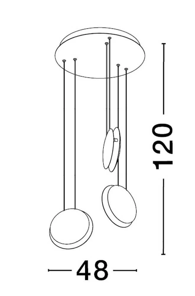 Shell LED Pendelleuchte 3-flammig Ø 48cm 3000K Schwarz, Gold