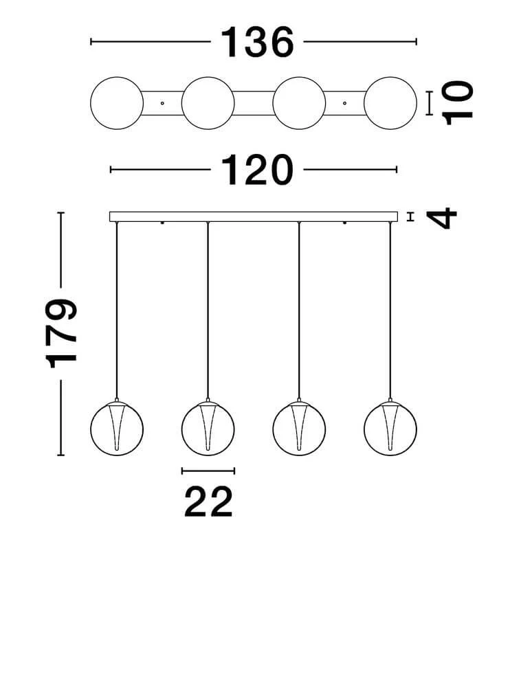 Galeo Pendelleuchte 4-flammig Balken 120cm 3000K Gold