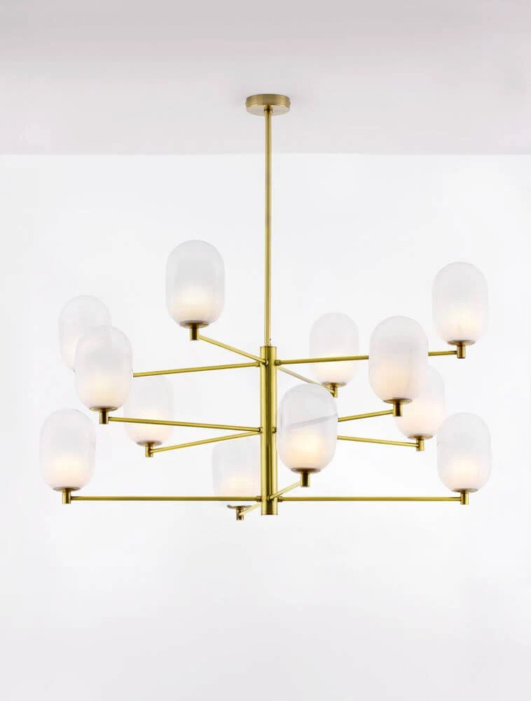 Balor Pendelleuchte 12-flammig Gold, Weiß