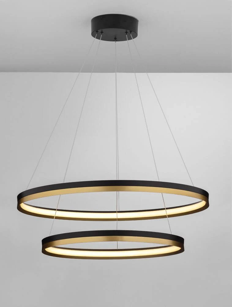 Cantria LED Pendelleuchte 2-flammig Ø 80cm 3000K Schwarz, Gold