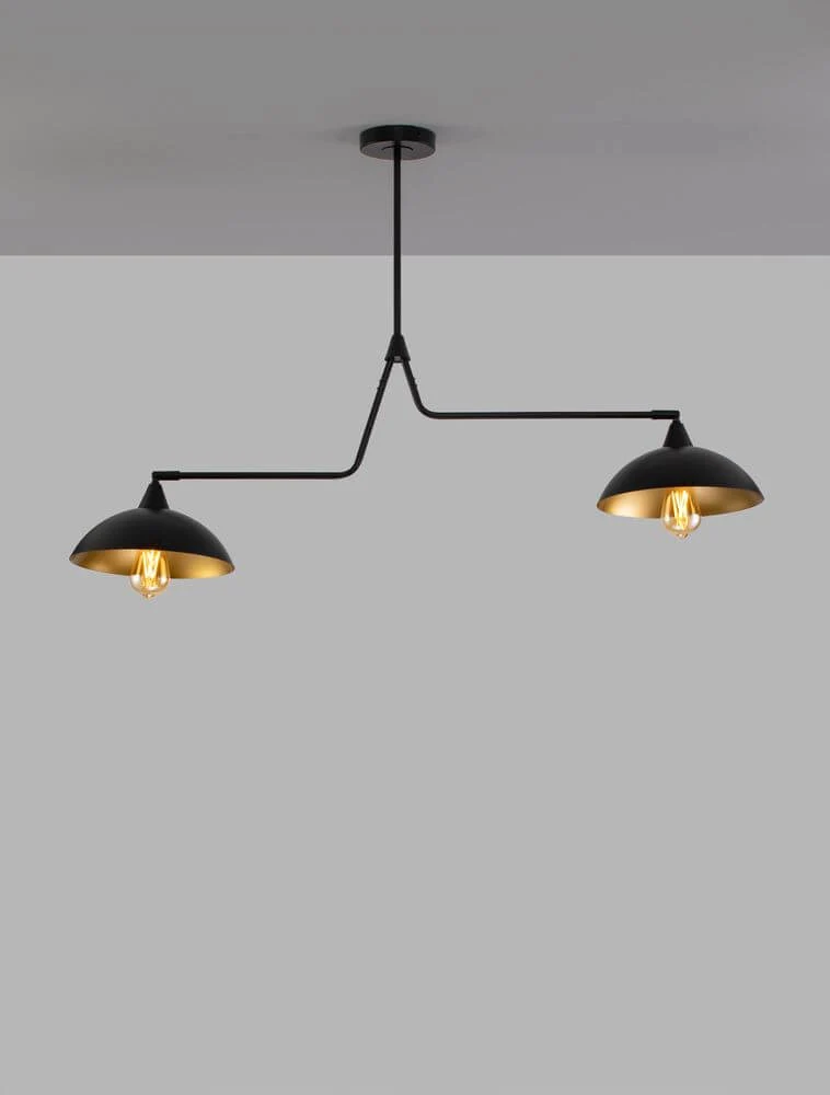 Mirba Pendelleuchte 2-flammig Schwarz, Gold