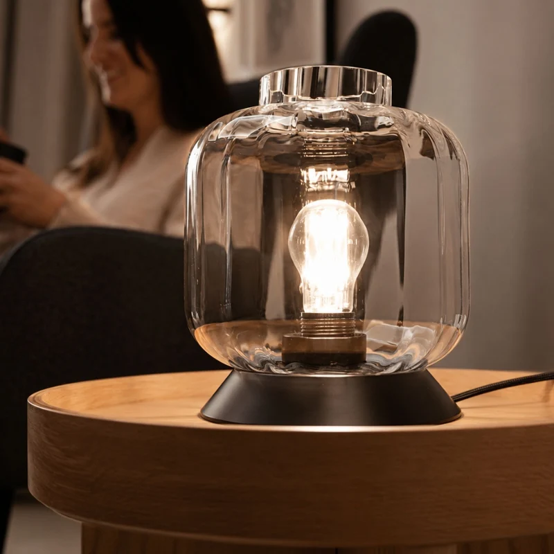 s.luce Velo Glas-Tischleuchte mit Schalter