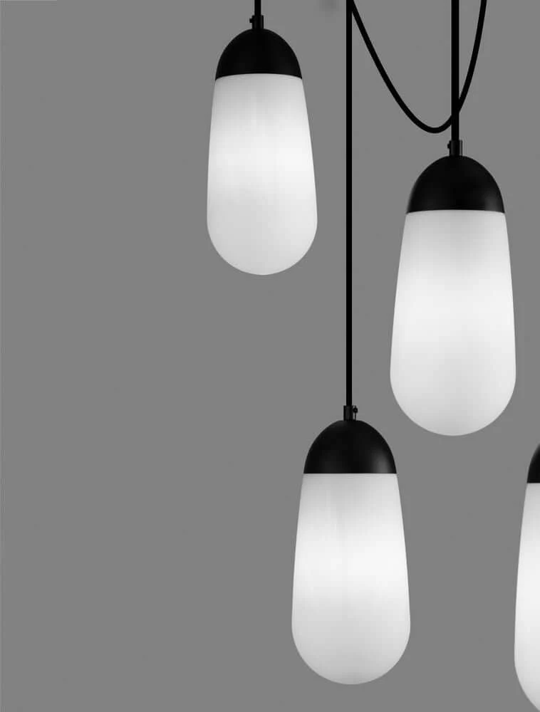 Blaky Pendelleuchte Balken 103cm 5-flammig Schwarz, Weiß