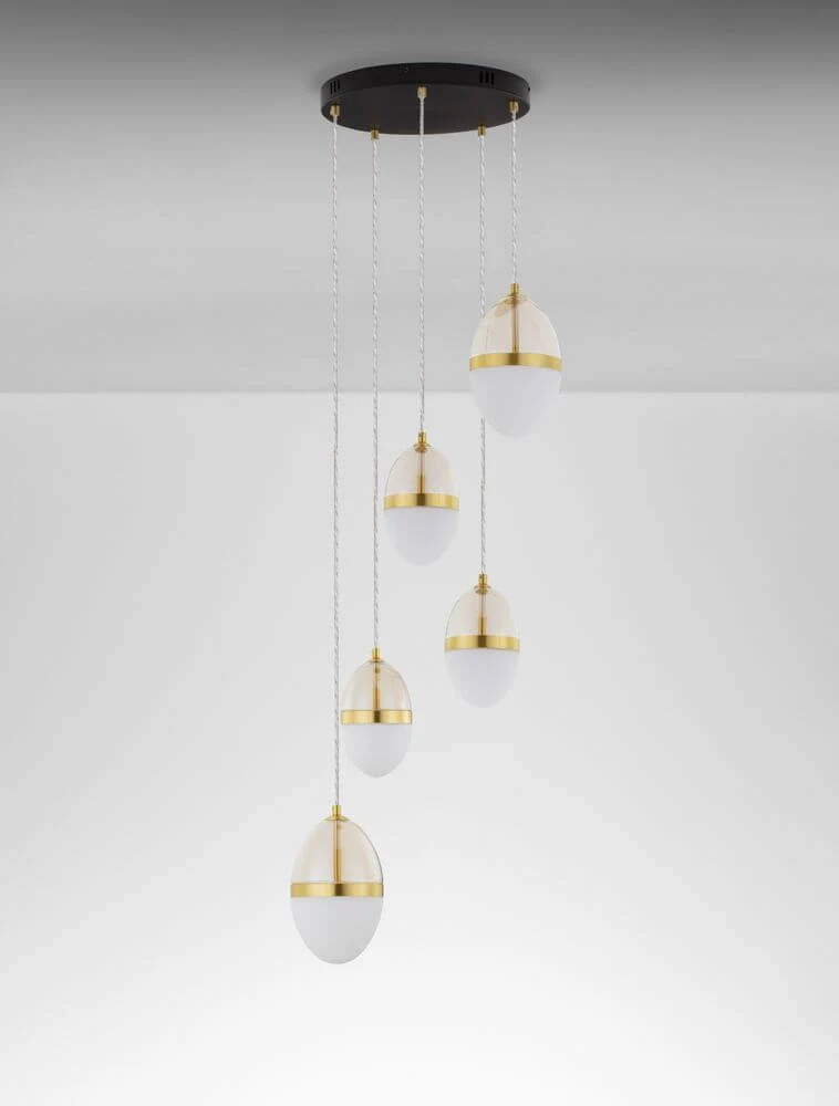 Egna Pendelleuchte 5-flammig Ø 45cm 3000K Gold