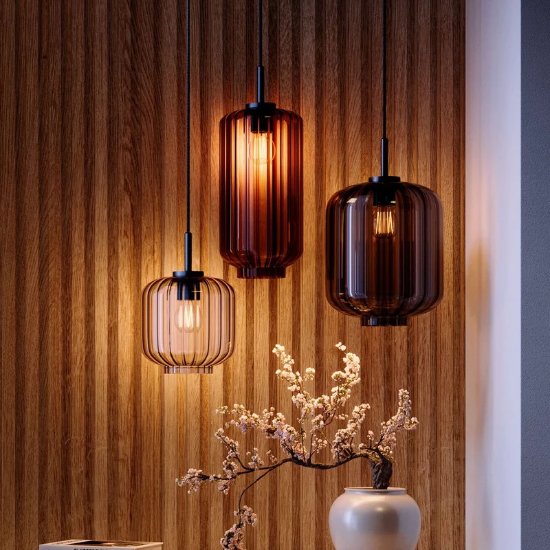 s.luce Velo Glas-Pendelleuchte Aufhängung 150cm Schwarz