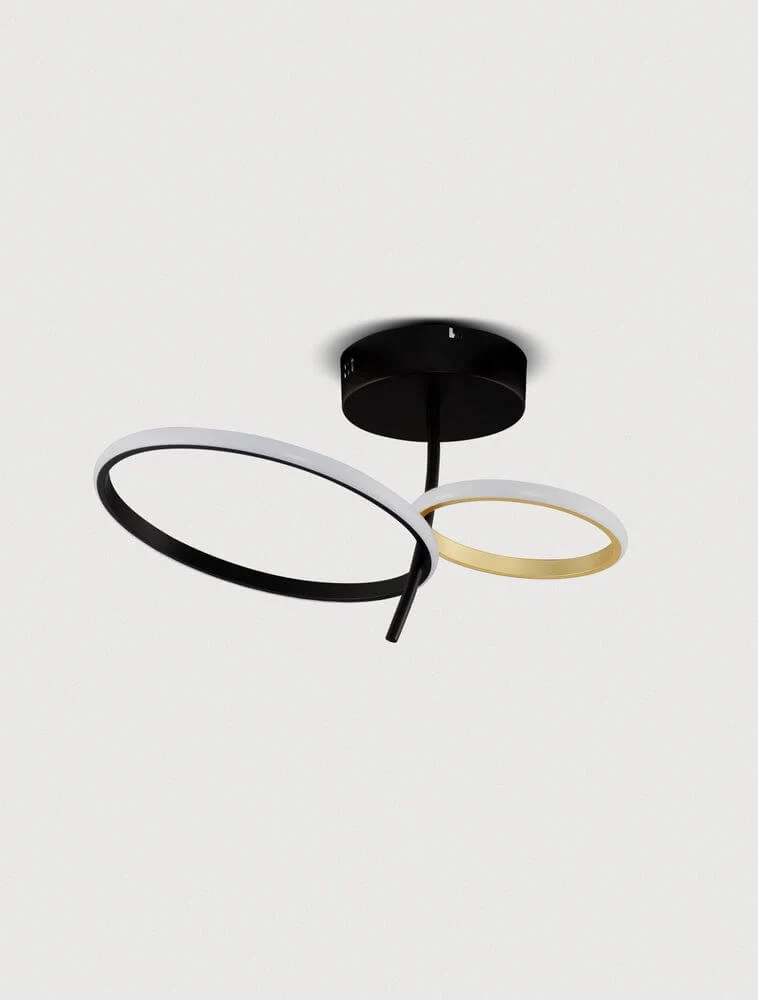 Imar LED Deckenleuchte 2-flammig Ø 51cm 3200K Schwarz, Gold