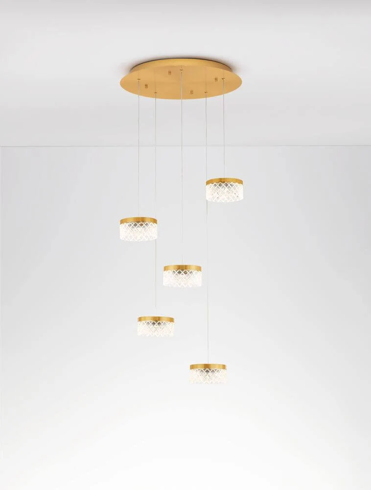 Bion LED Pendelleuchte 5-flammig Ø 50cm 3000K Gold