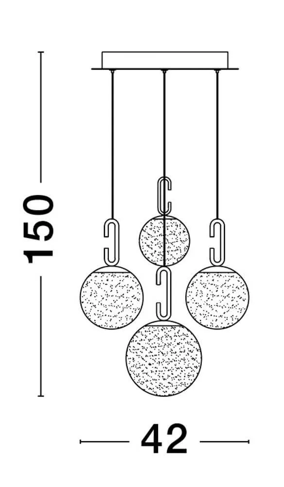 Hook LED Pendelleuchte 5-flammig Ø 42cm 3000K Gold-Gebürstet, Weiß