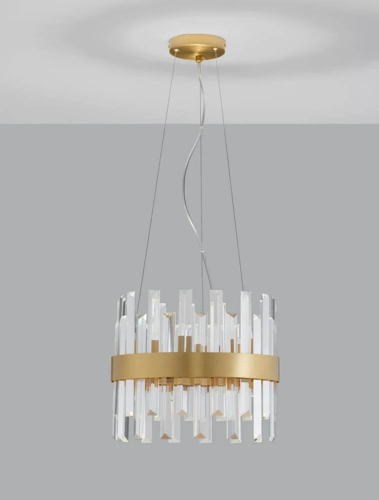 Crown Pendelleuchte 5-flammig Ø 35cm Gold-Satiniert