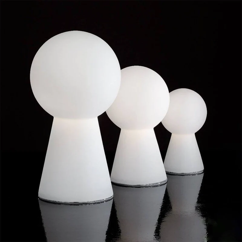 Birillo mundgeblasene Glas Tischleuchte 40cm Weiß