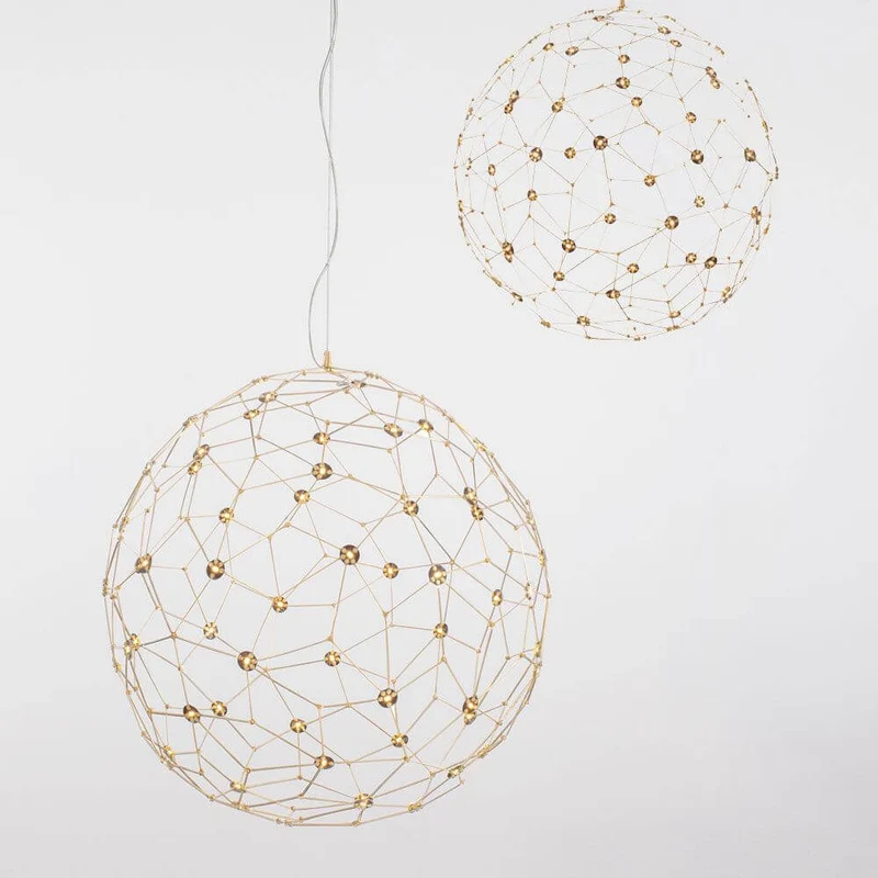 Nova Luce Sole LED-Drahtkugel Hängelampe Goldfarben