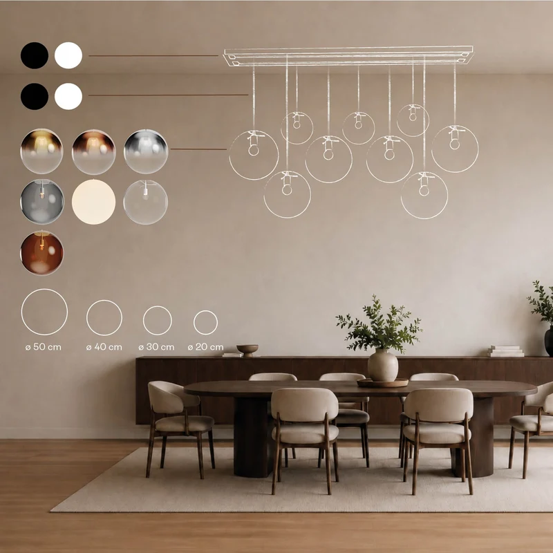 s.luce Orb Esszimmerlampe 12-flammig 160cm 2-reihig
