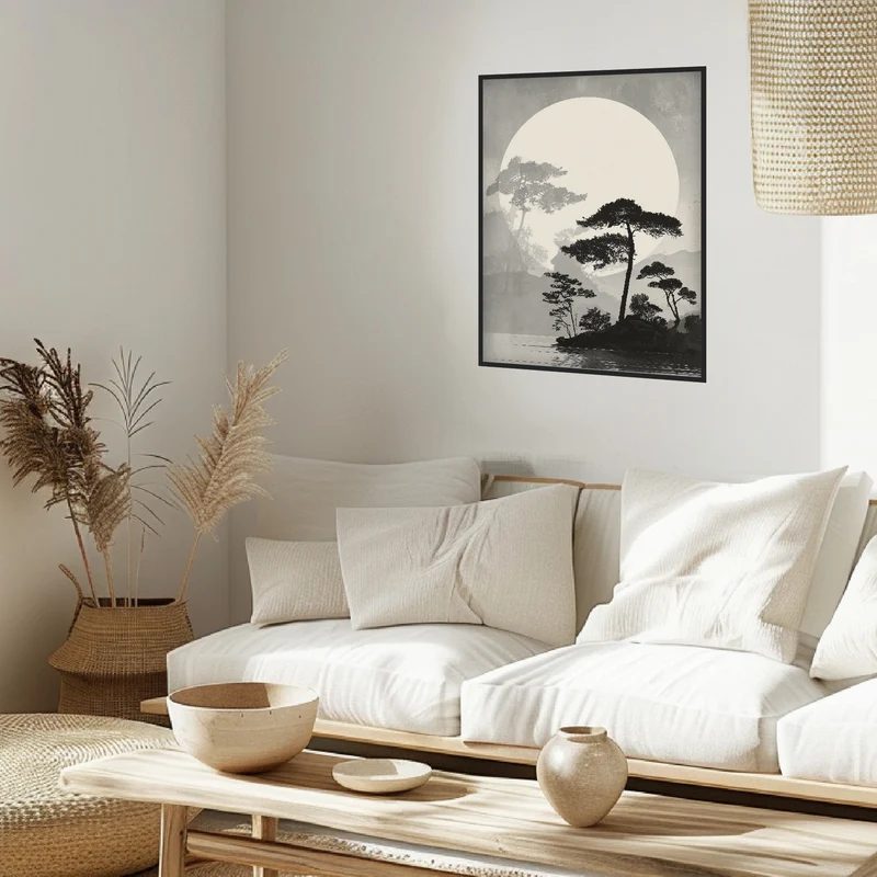 Kiefern vor Vollmond Poster