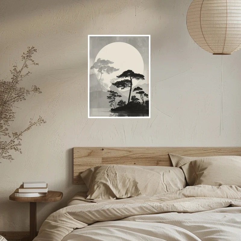 Kiefern vor Vollmond Poster