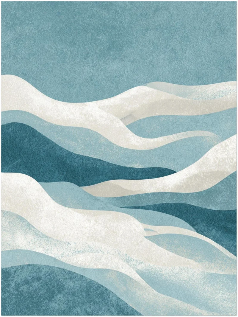 Abstrakte blaue Wellen Leinwandbild