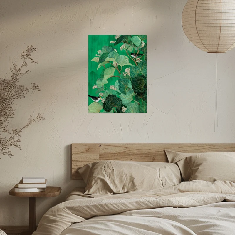 Vögel zwischen Blättern Leinwandbild