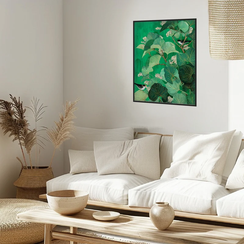 Vögel zwischen Blättern Poster
