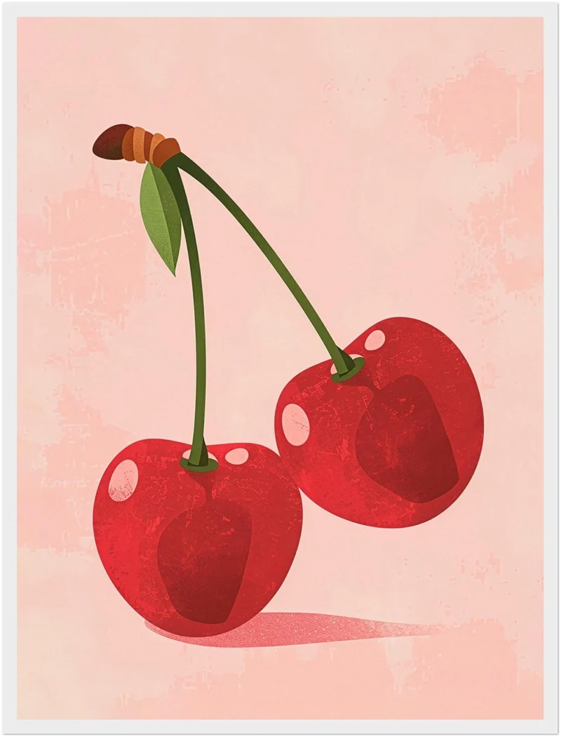 Zwei Kirschen rosa Poster