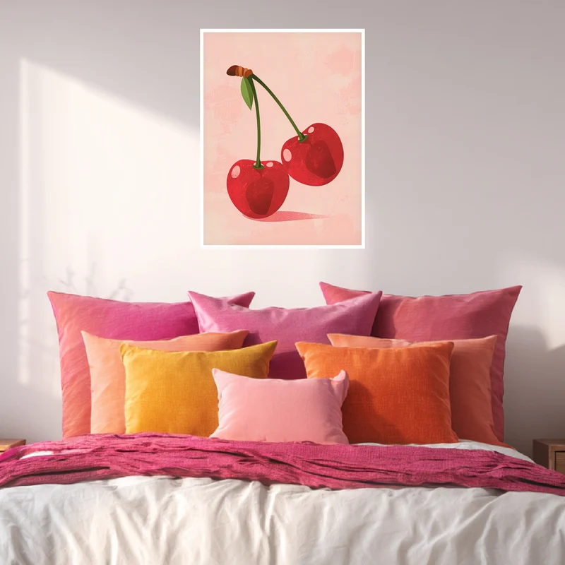 Zwei Kirschen rosa Poster