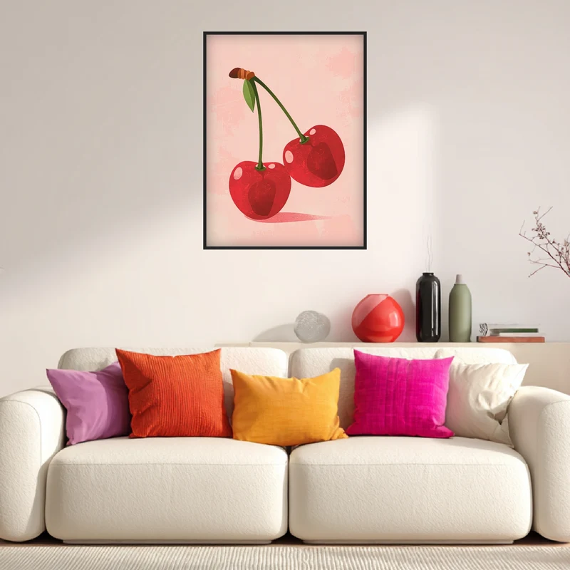 Zwei Kirschen rosa Poster