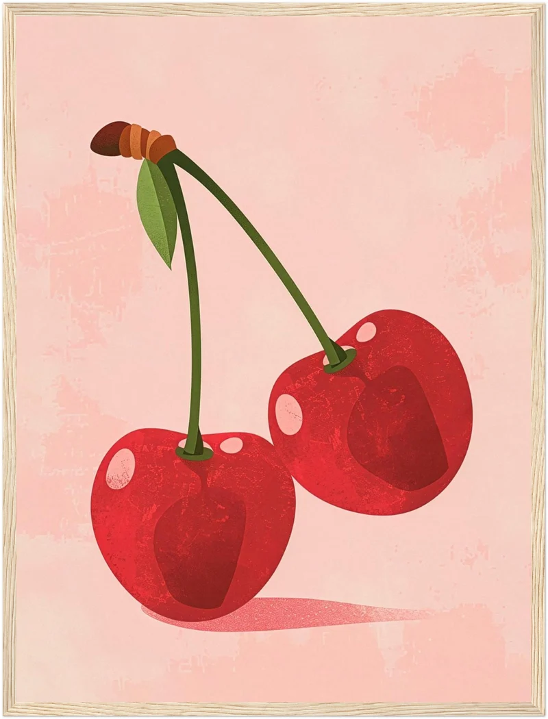 Zwei Kirschen rosa Poster