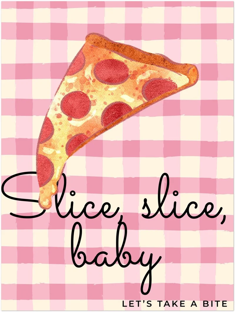 Pizzastück rosa Karo Leinwandbild