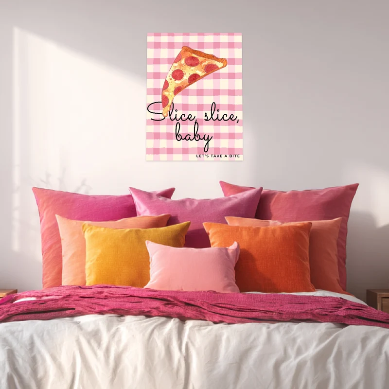 Pizzastück rosa Karo Leinwandbild