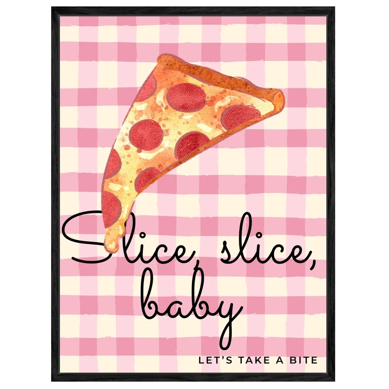 Pizzastück rosa Karo Leinwandbild