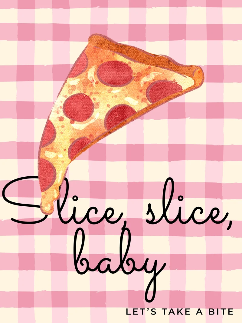 Pizzastück rosa Karo Poster