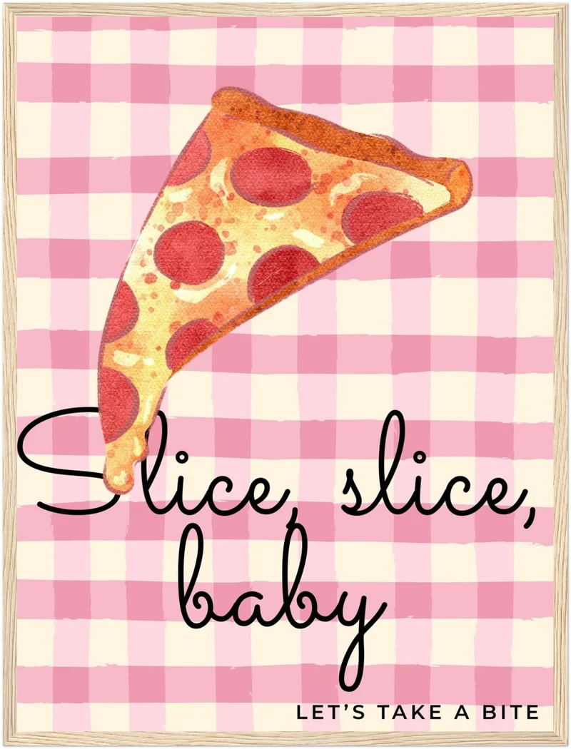 Pizzastück rosa Karo Poster