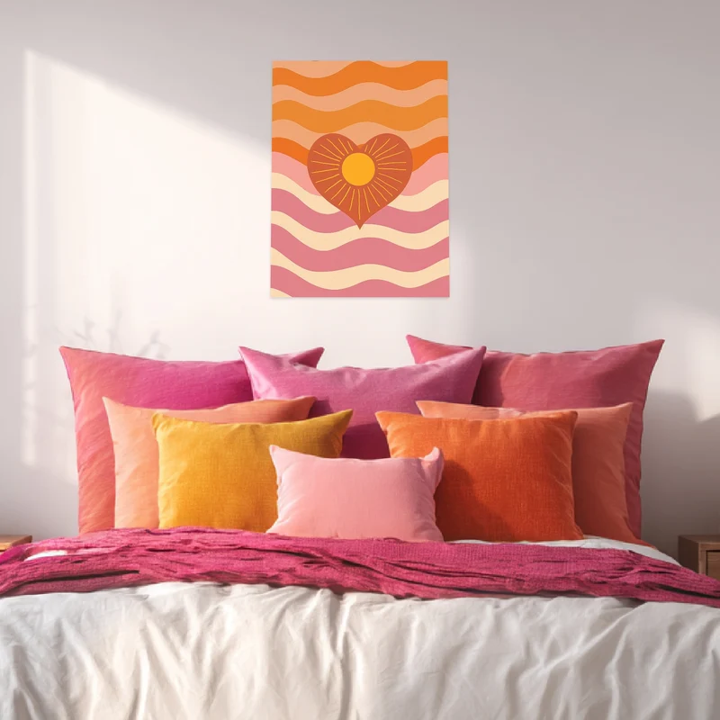 Herz mit Sonne und Wellen Leinwandbild