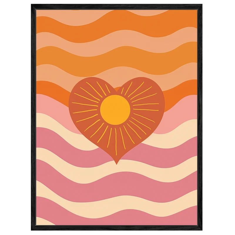 Herz mit Sonne und Wellen Leinwandbild
