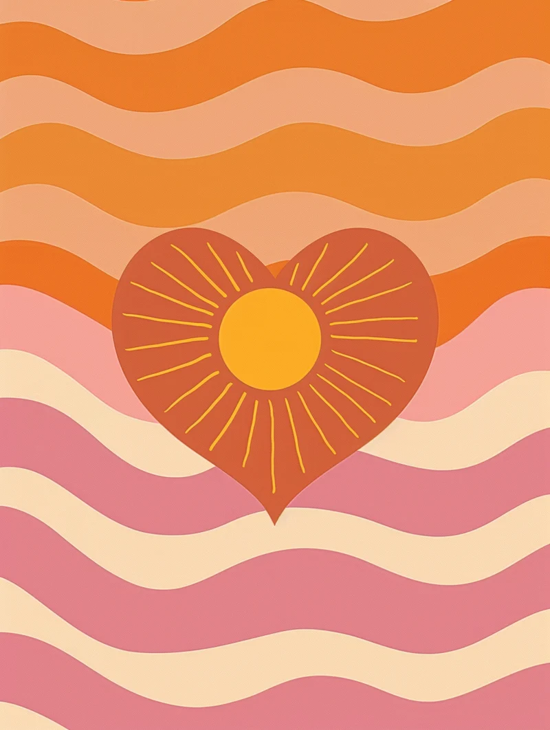 Herz mit Sonne und Wellen Poster