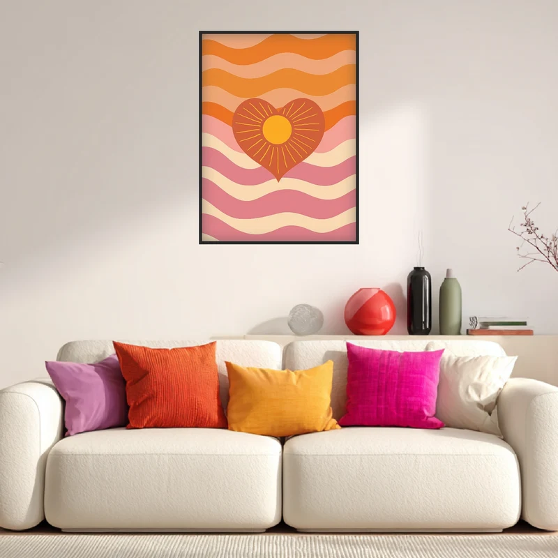 Herz mit Sonne und Wellen Poster