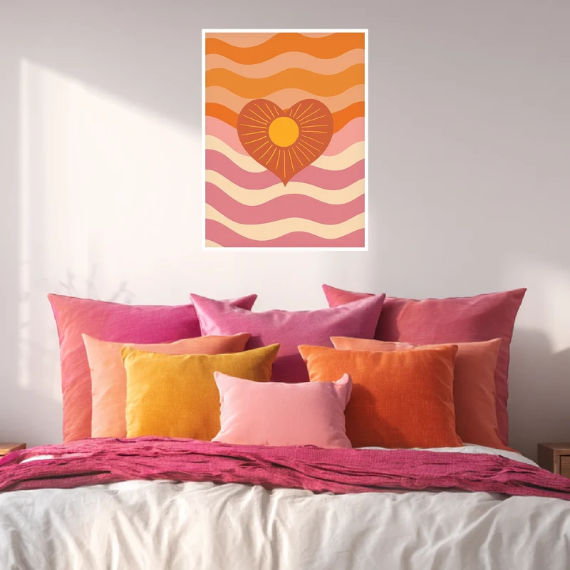 Herz mit Sonne und Wellen Poster