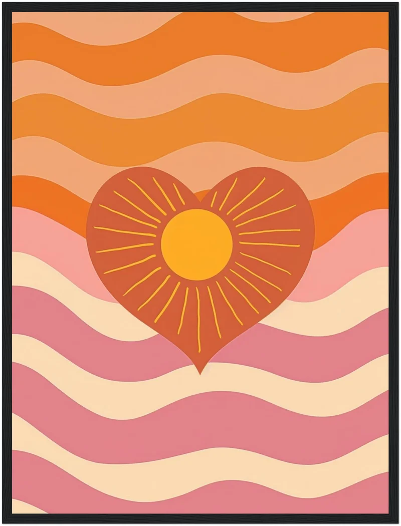 Herz mit Sonne und Wellen Poster