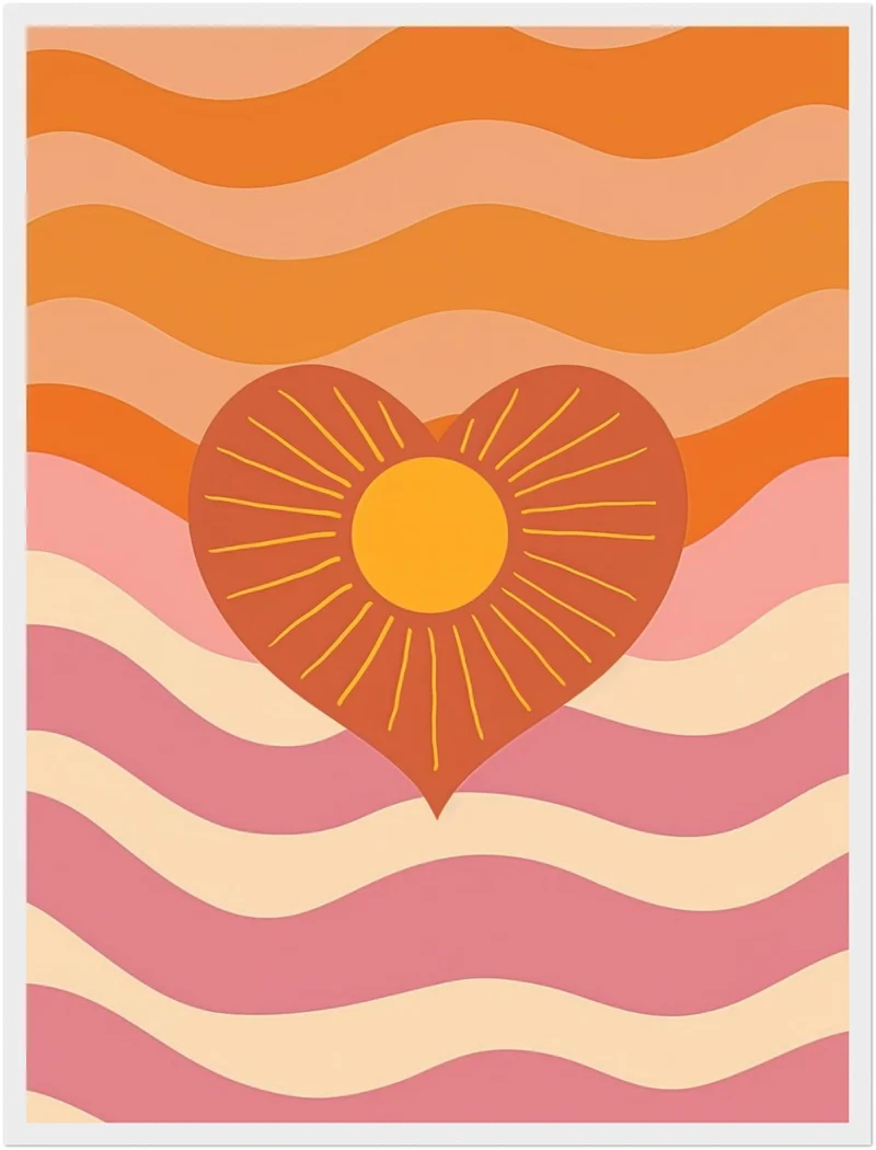 Herz mit Sonne und Wellen Poster