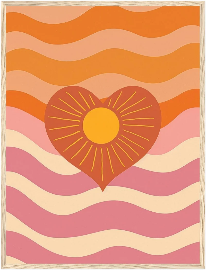 Herz mit Sonne und Wellen Poster
