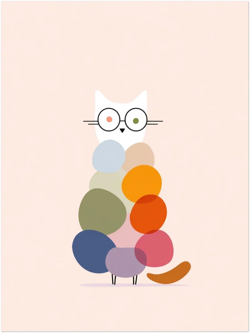 Bunte Katze Illustration Leinwandbild