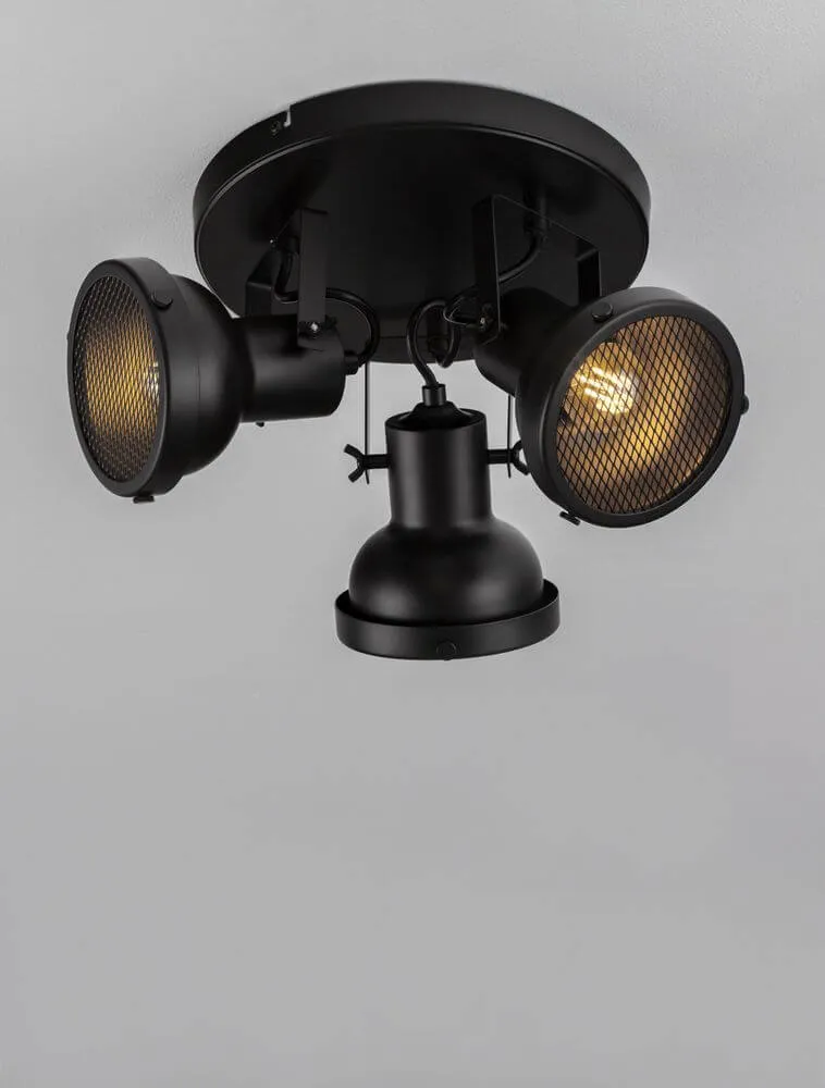 Ruvi Deckenleuchte GU10 3-flammig Ø 24cm Schwarz