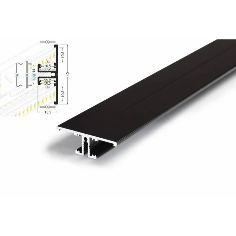 Aufbau-Wandprofil T-Form 200cm Schwarz für LED-Strips
