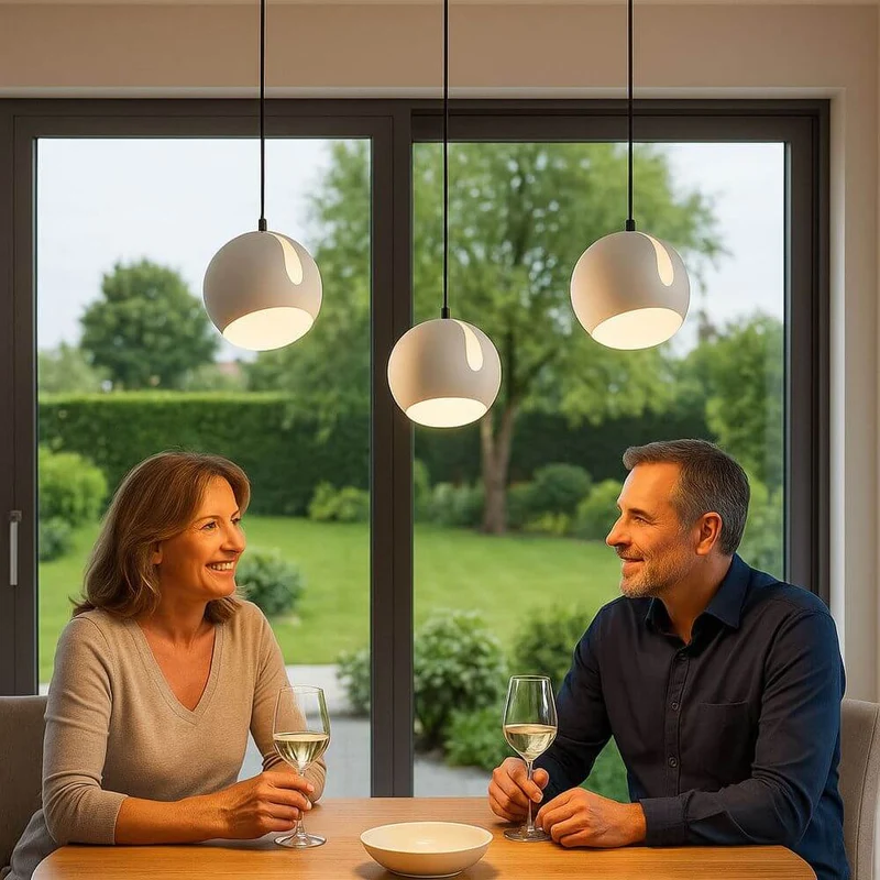 s.luce Ball Esstisch-Hängelampe Ø 30cm drehbarer Schirm 120cm