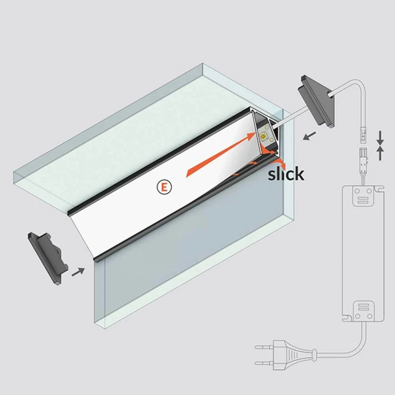 Aufbau-Eckprofil 30° & 60° 200cm Schwarz ohne Abdeckung