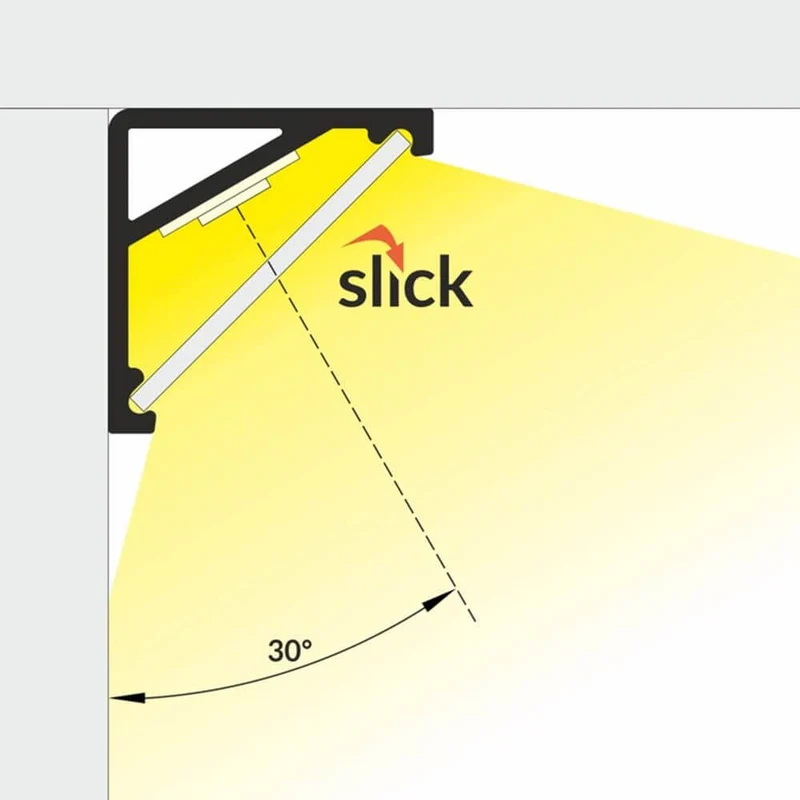 Aufbau-Eckprofil 30° & 60° 200cm Schwarz ohne Abdeckung